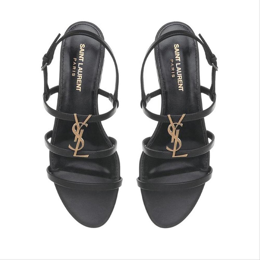SAINT LAURENT Cassandra YSL monogram logo leather sandals